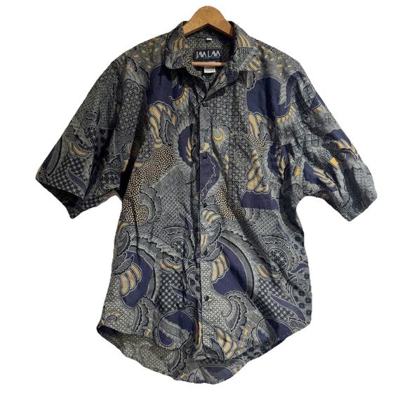 Java Lava "Go with the Flow" All Over Kokopelli Print Men's Shirt Men Large - Picture 1 of 6